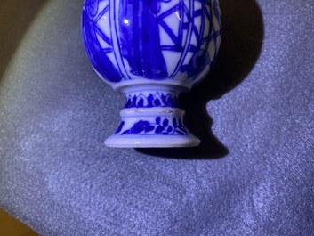 Five Chinese mostly blue and white vases, Kangxi